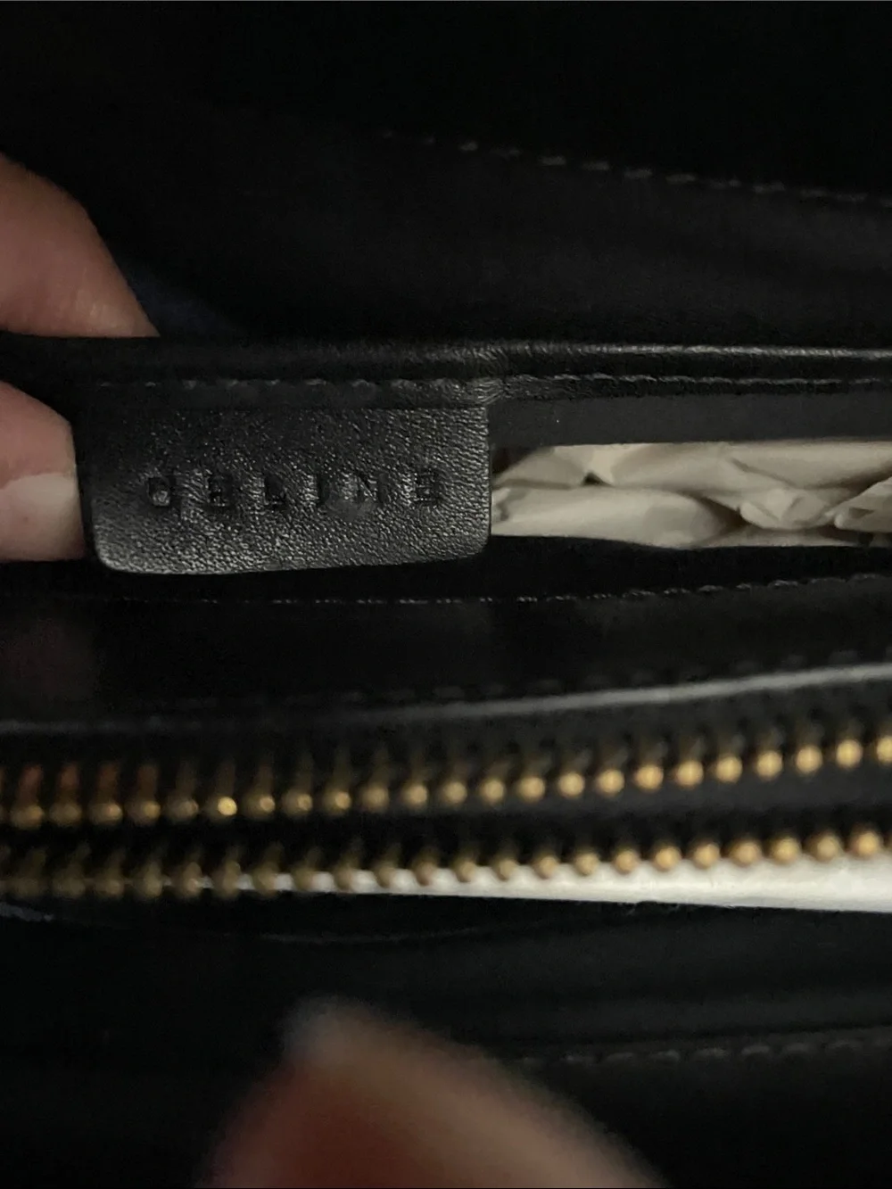 Celine Black Embossed Logo Leather Top-Handle Briefcase
